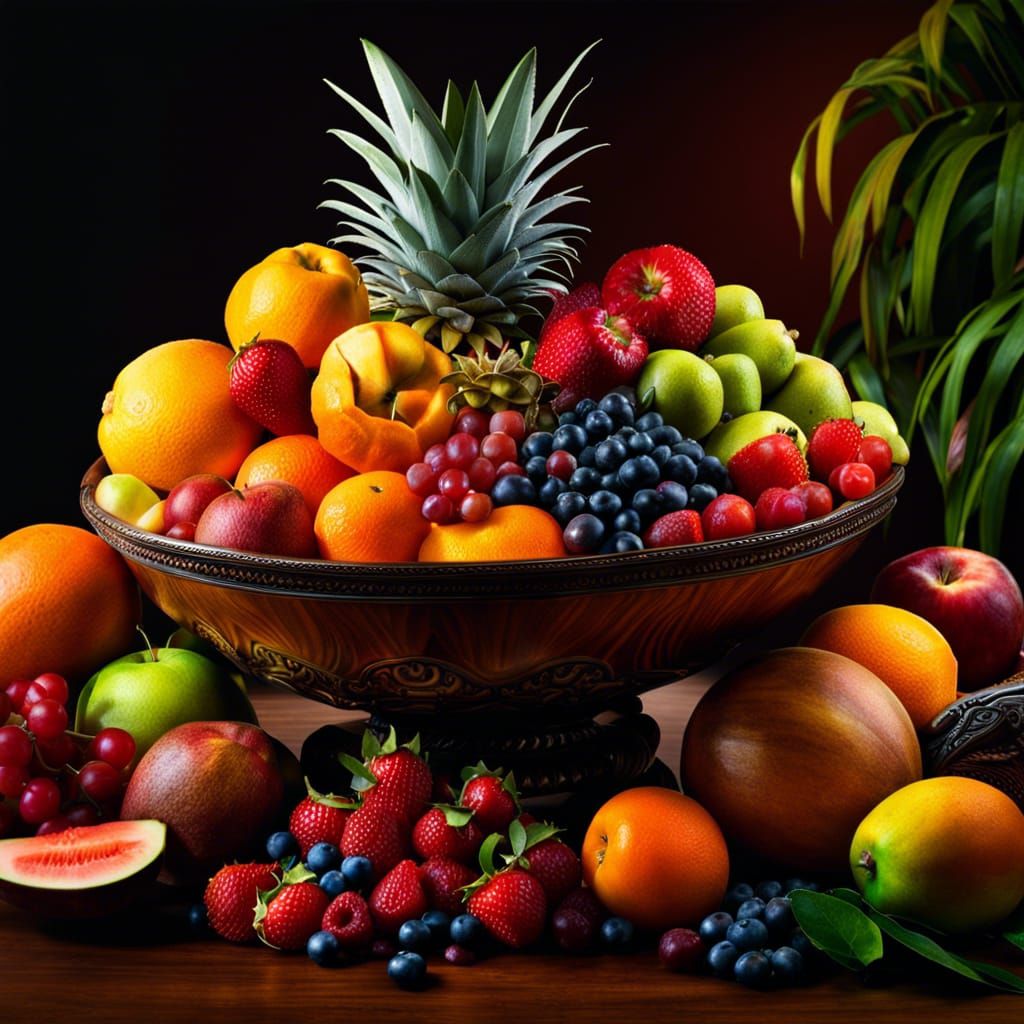 Hyperrealistic Fruit Bowl Still Life in HDR