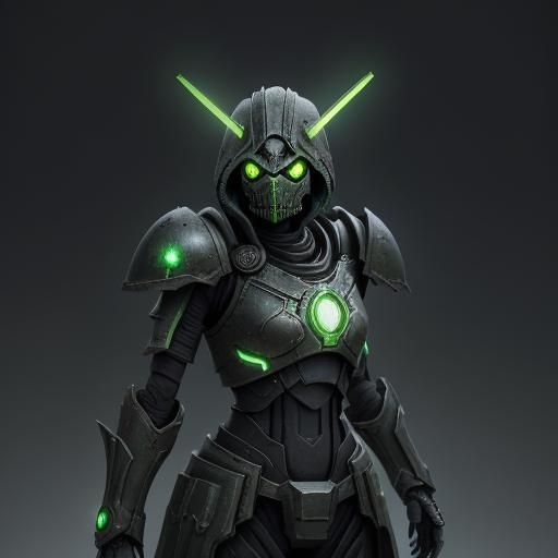 Necron Warrior Close-up in Dark Sci-Fi Style