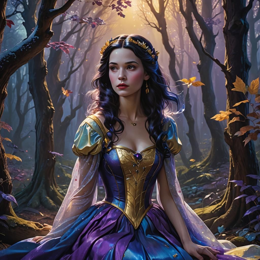 Hyperrealistic Snow White in Enchanted Forest