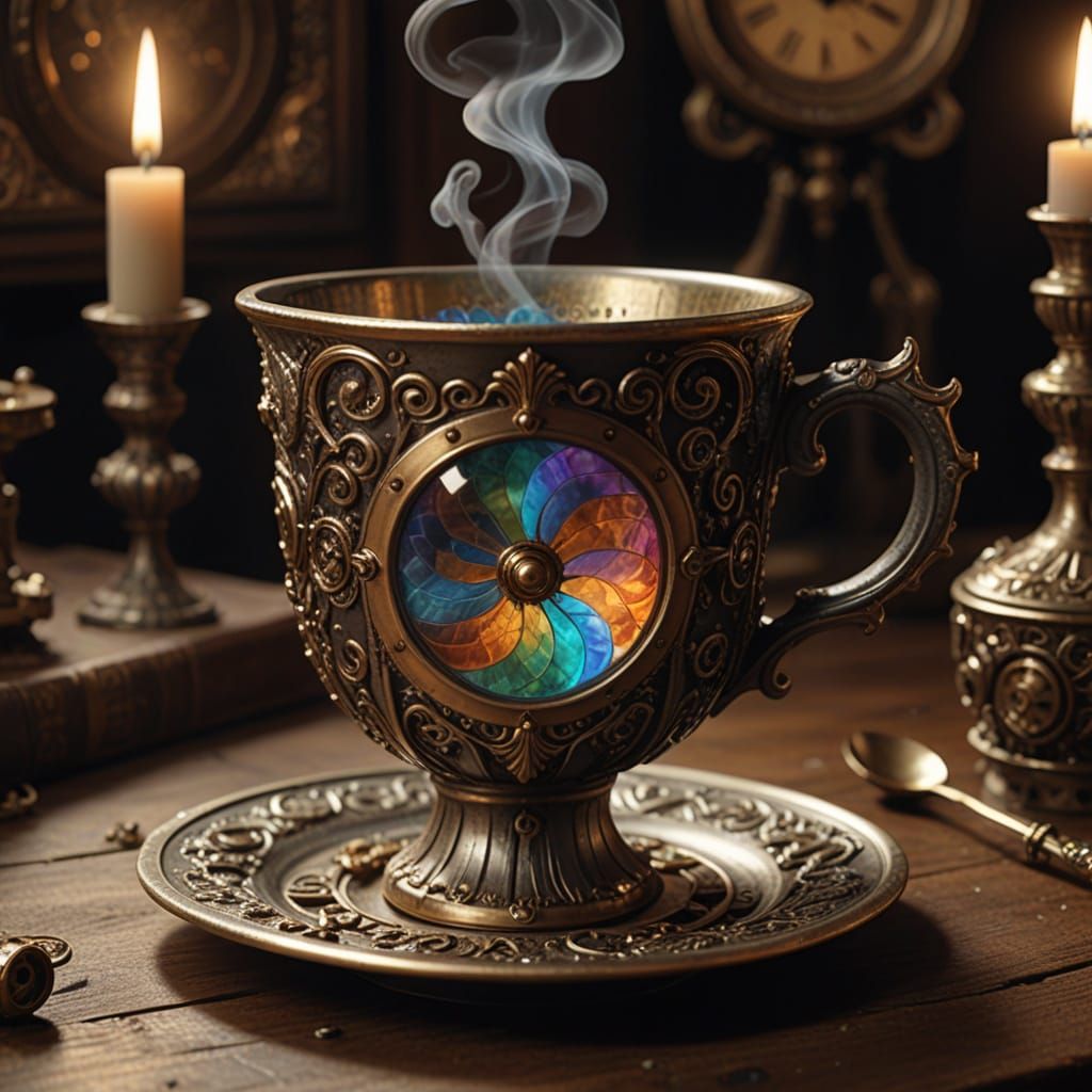 Steampunk Still Life Masterpiece: Whimsical Delicacy