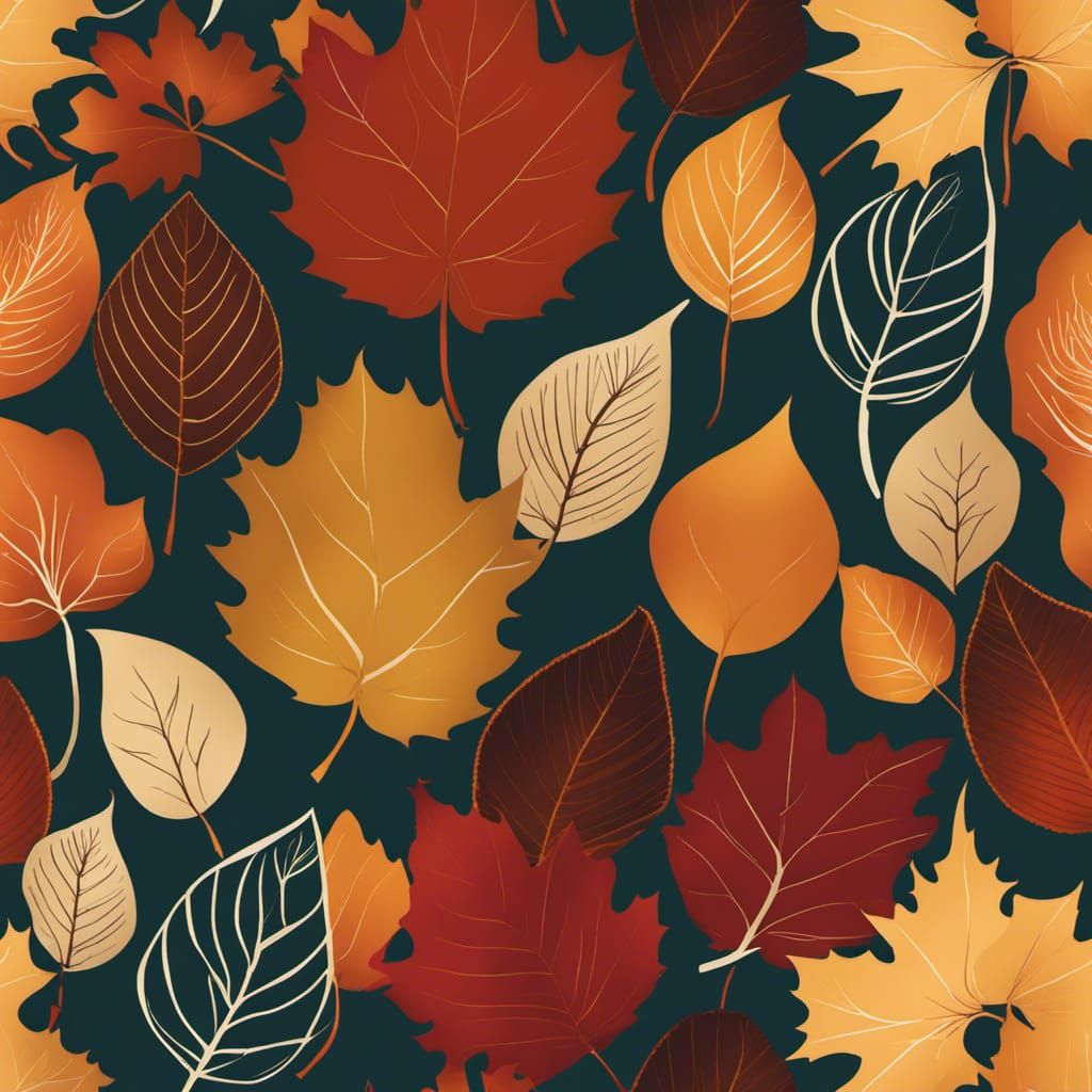 Seamless Autumn Leaves Pattern in Fall Colors