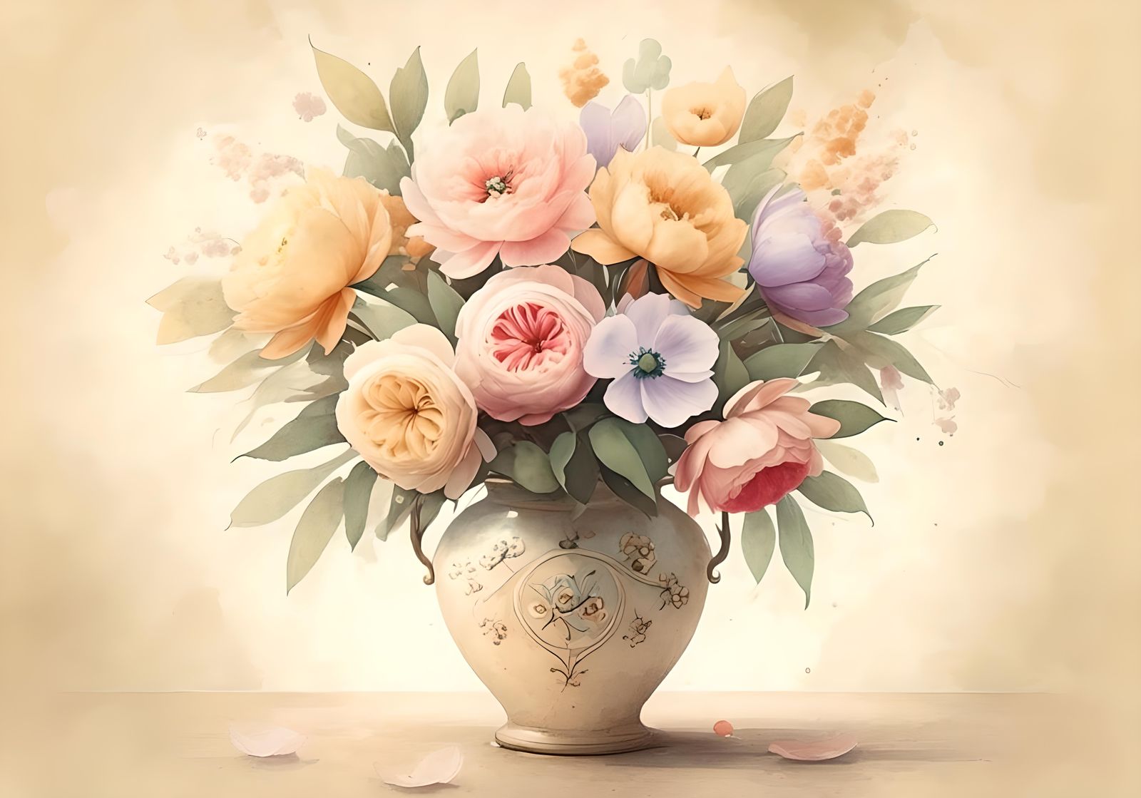 Elegant Watercolor Floral Bouquet Illustration