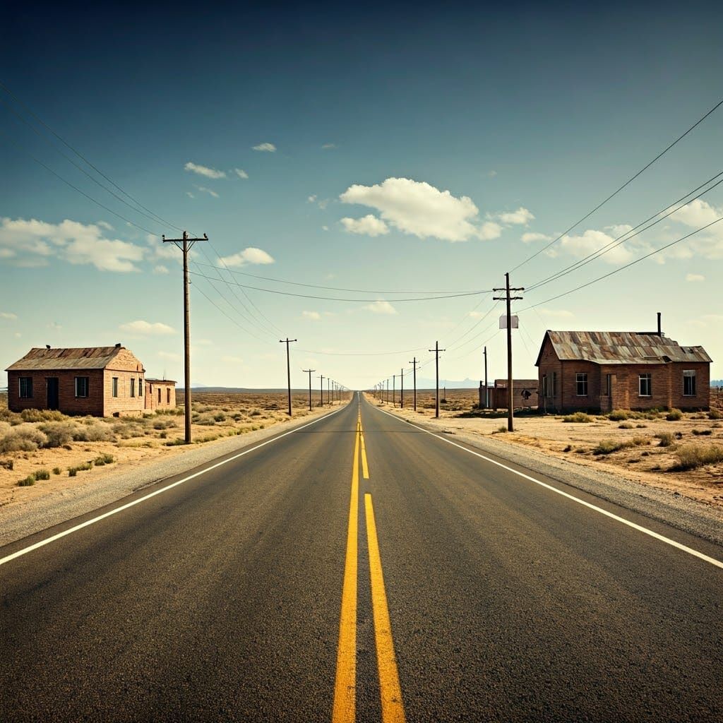 Desolate Highway in American Realism Style