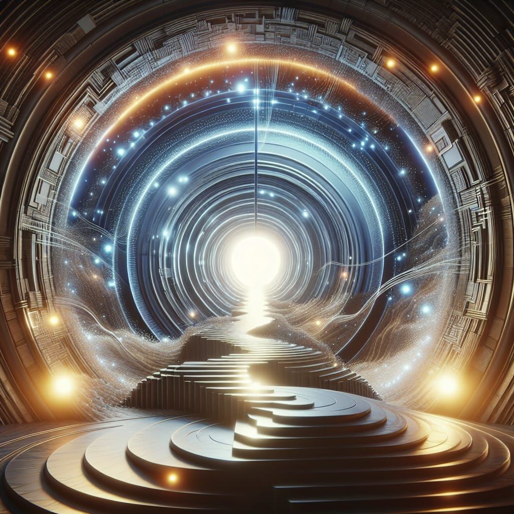 Hyperrealistic Interdimensional Portal to a Bright Light