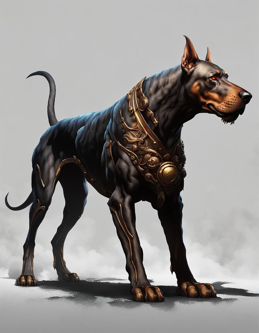 Colossal Single-Headed Hound in Dark Fantasy Style