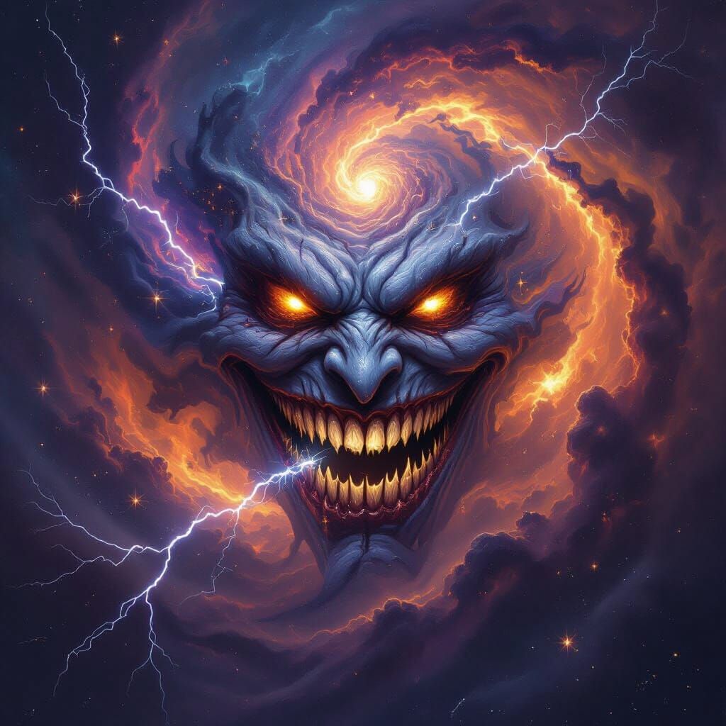 Cosmic Horror Galaxy With Evil Grinning Face