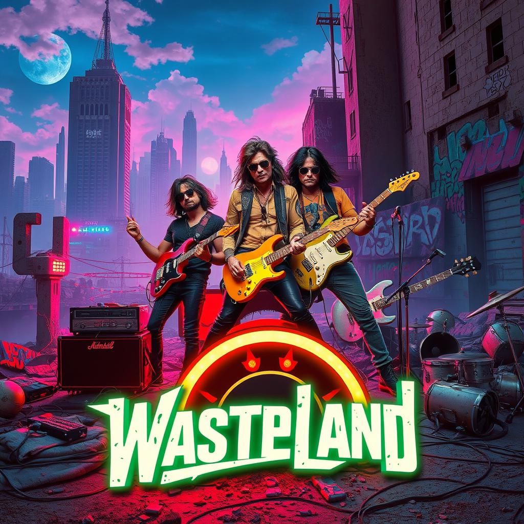 Retro rock band album cover