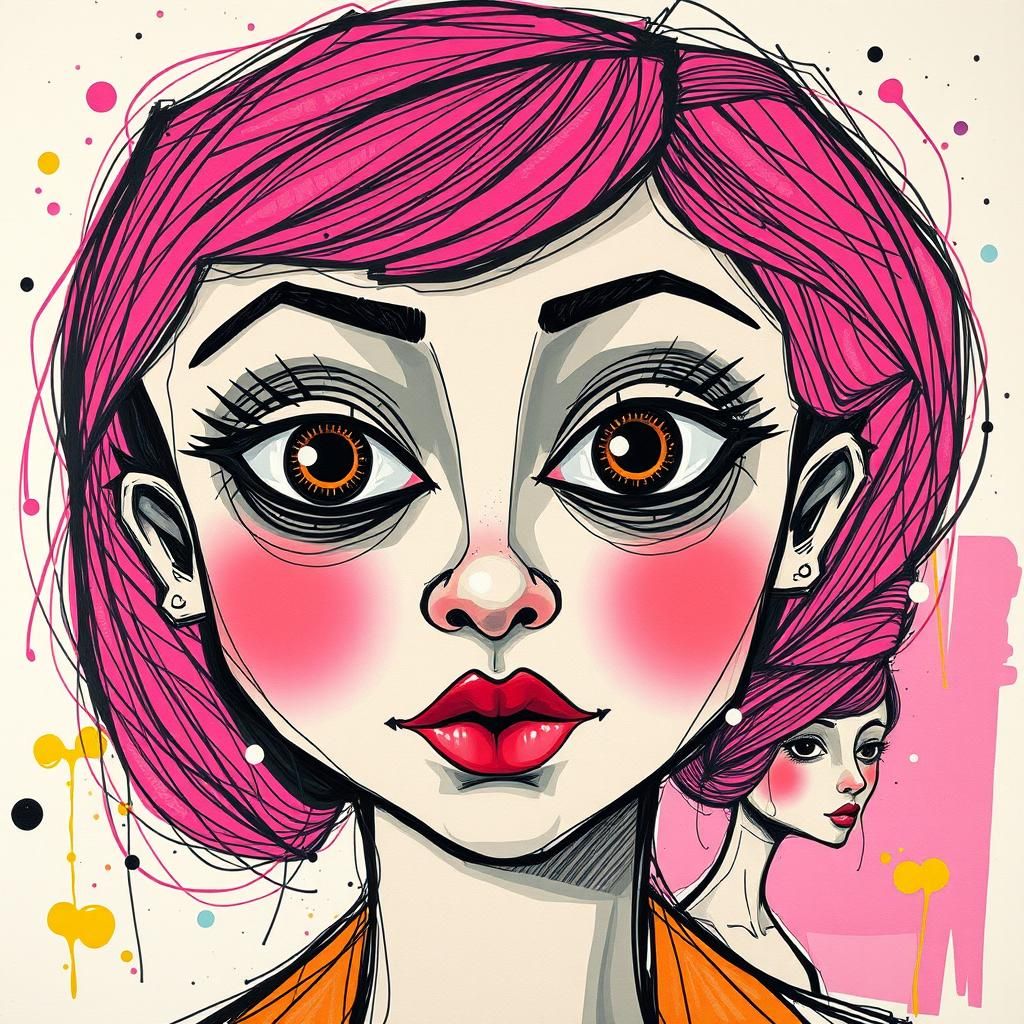 Cubist-inspired portrait. Medium shot. Whimsical, faceted fi...