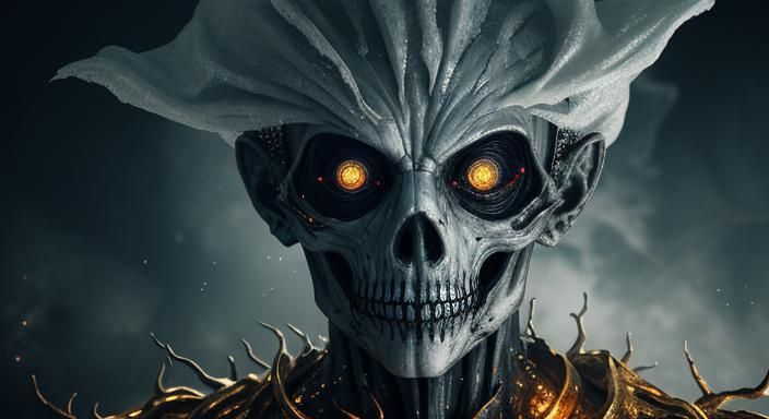 Glowing Halloween Ghoul in Double Exposure 3D Art