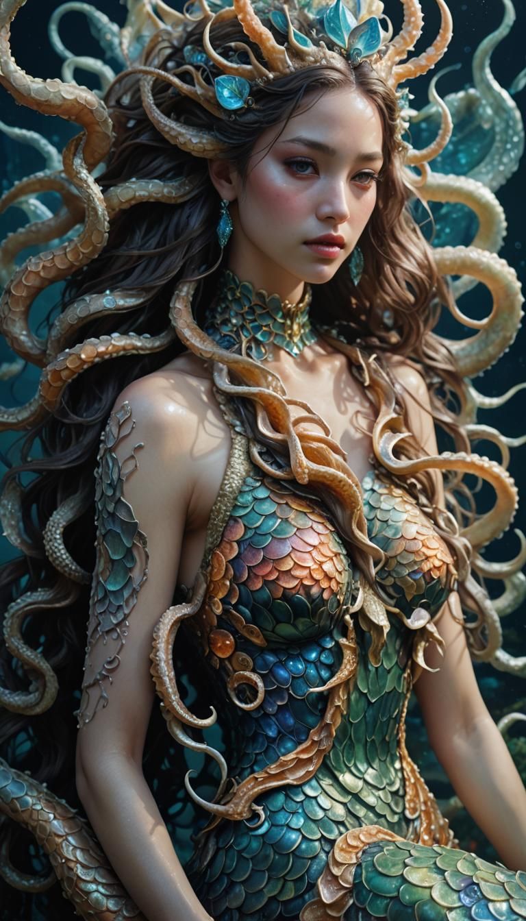 Aquatic Mermaid in Hyper-Realistic Fantasy Photography