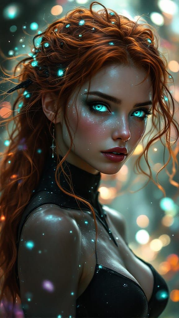 Mystical Shadow Hunter Girl Portrait in Dreamlike Style