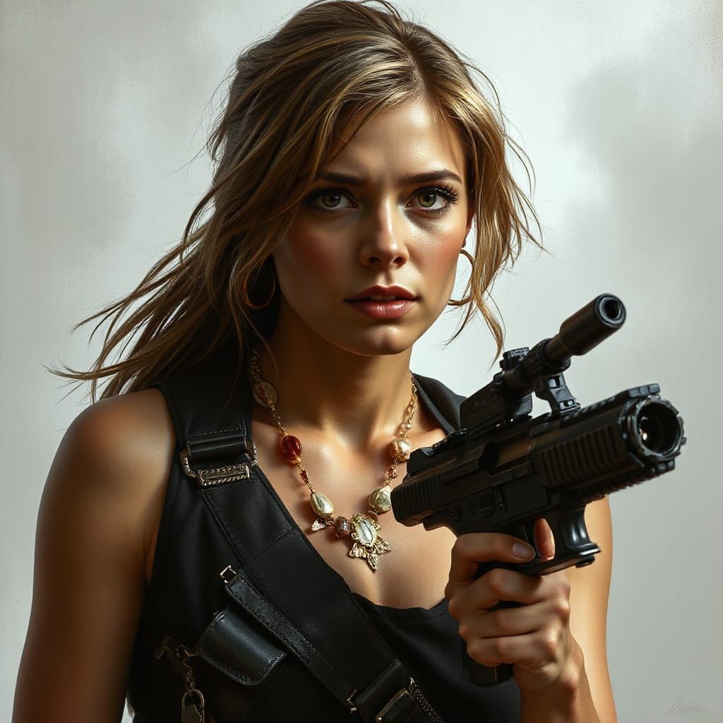 Cyberpunk Sarah Connor in Action