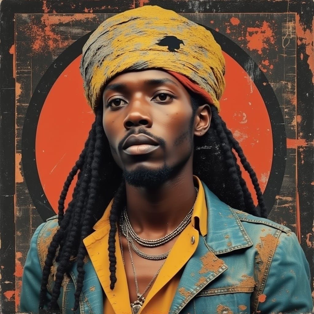 Dramatic Portrait of a Man with Psychedelic Dreadlocks in a ...