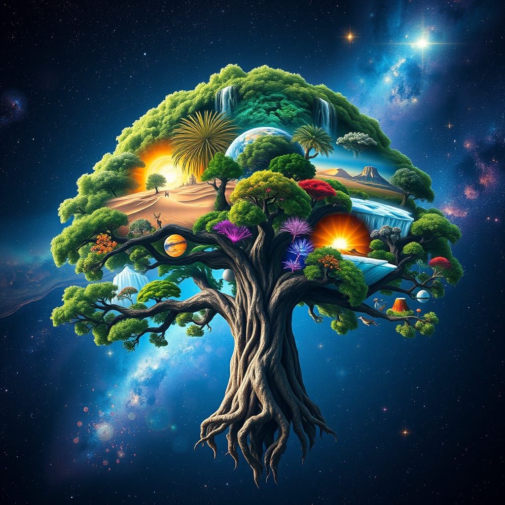 Tree of Earth: Colossal Biomes in Space