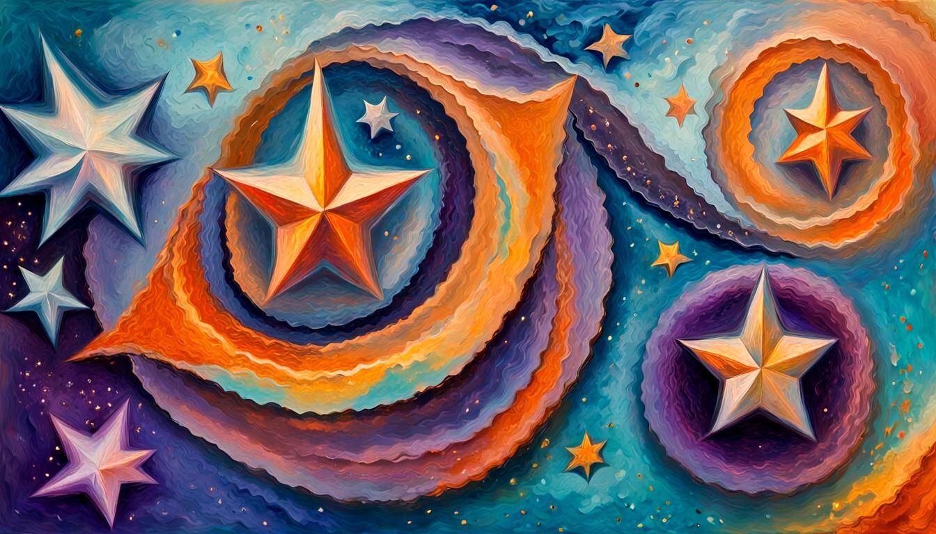 Cosmic Stars in Impasto Oil Painting Style