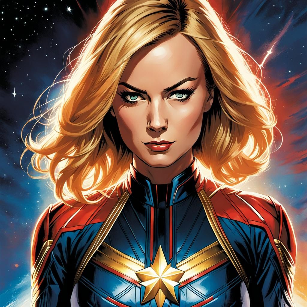 Captain Marvel in Noir Expressionism Style