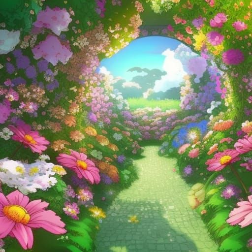 Secret Flower Garden in Anime Key Visual Style