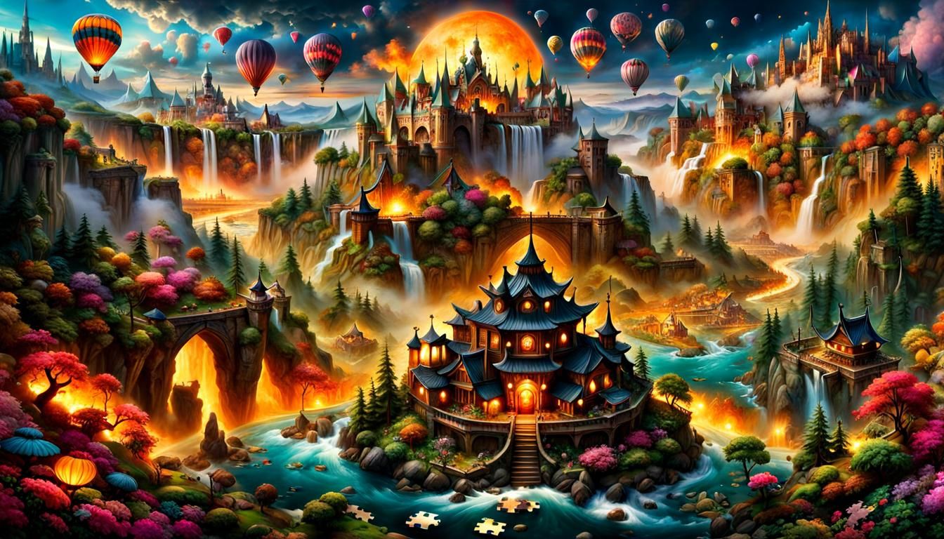 Chaotic Miniature Puzzle World: Detailed Masterpiece