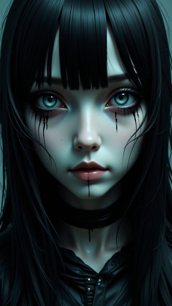 Sadako's Haunting Face in Extreme Close-Up