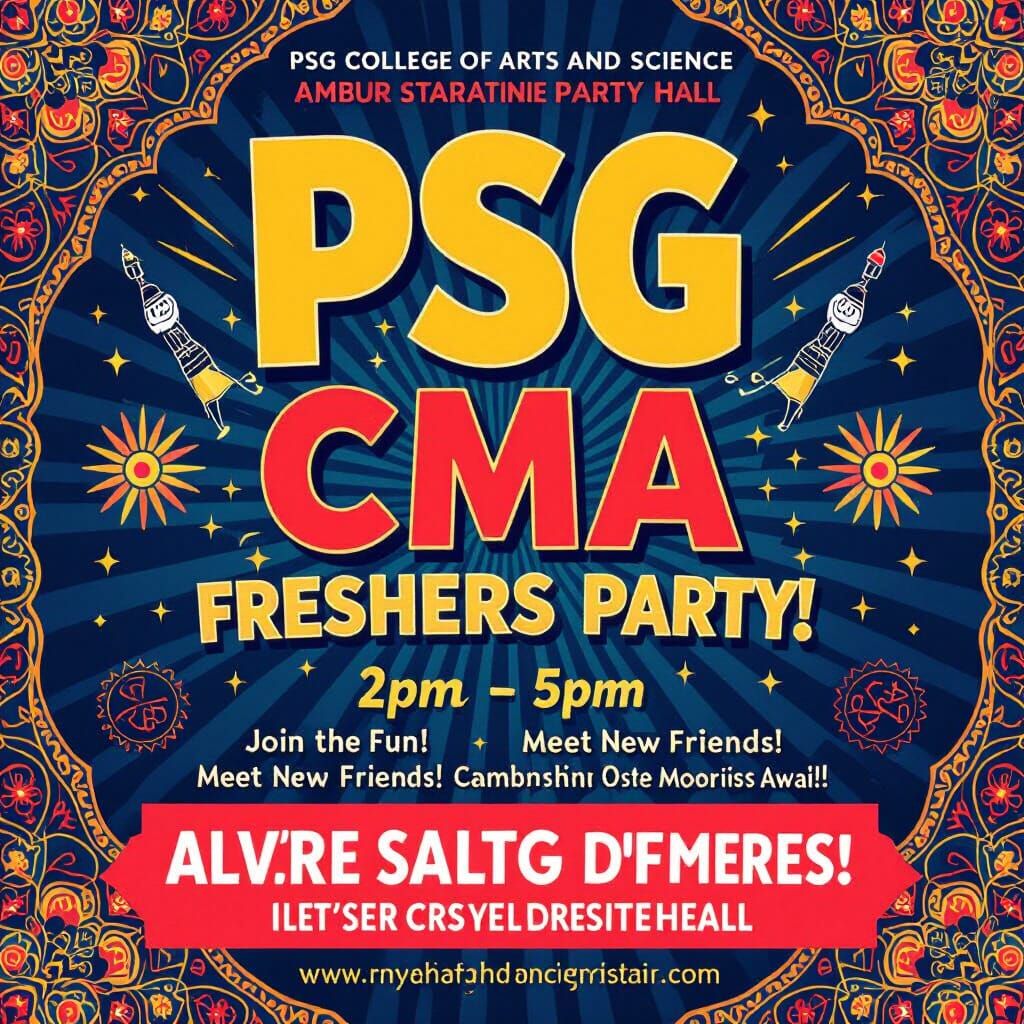 PSG College Freshers Party Poster in Pop Art