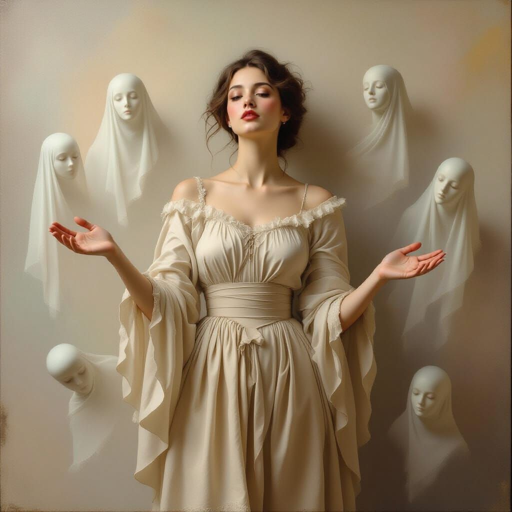 Serene Classical Painting of Open Hands