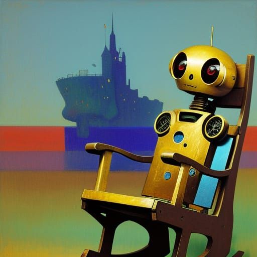 Robot in Rocking Chair, Odilon Redon Style