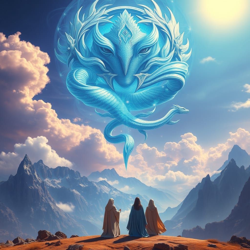 Ethereal Goddess Manifests Amidst Celestial Landscape