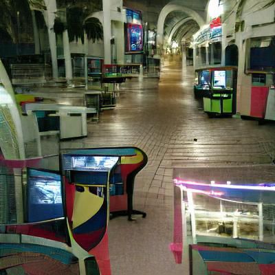 Empty Arcade in Mall at 2:00 AM