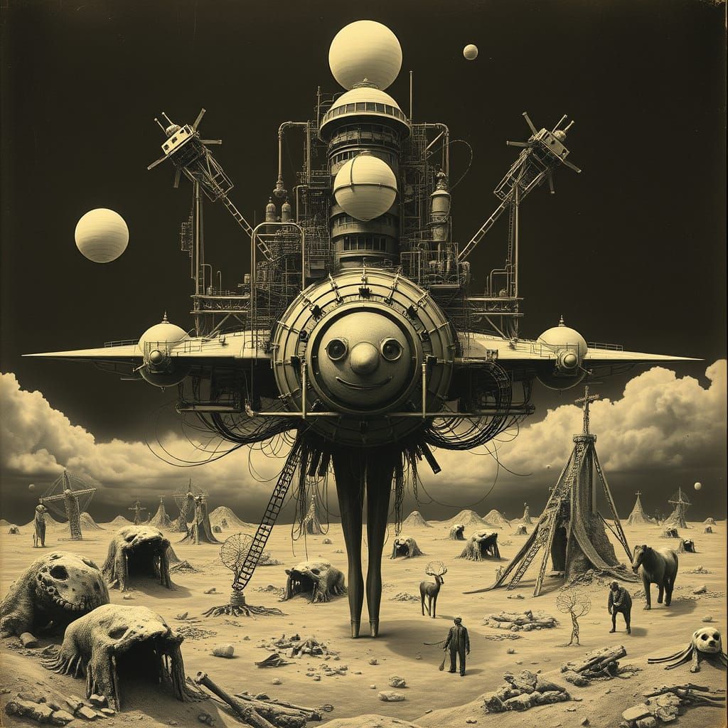 Surreal Steampunk Hypotenuse in Vintage Photo Style