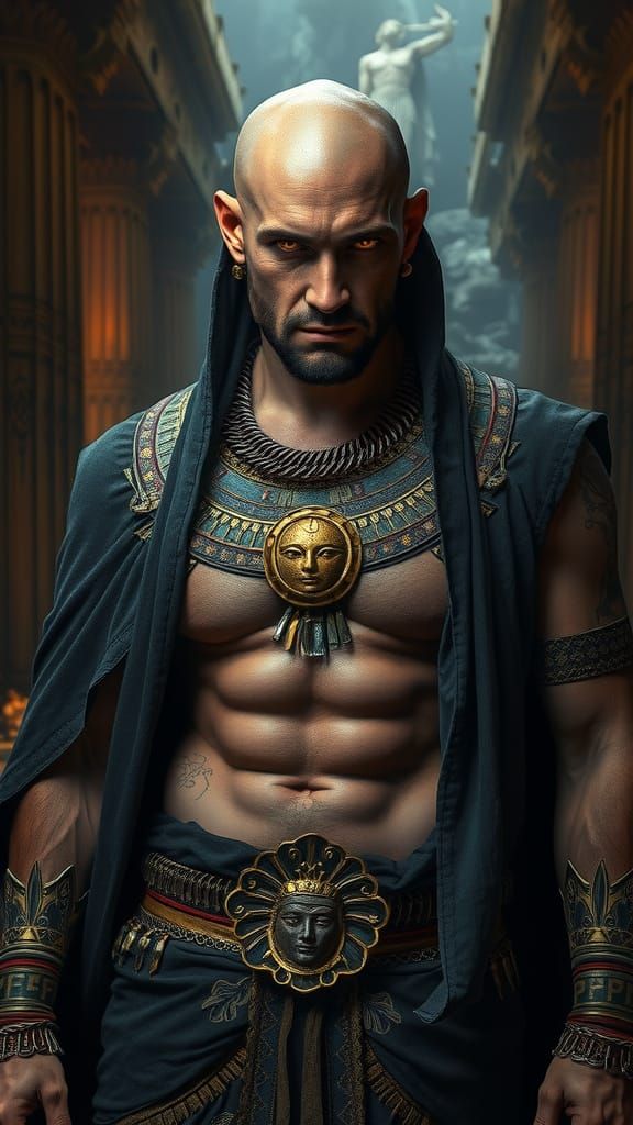 Seductive Vampiric Priest in Ancient Egyptian Ruins