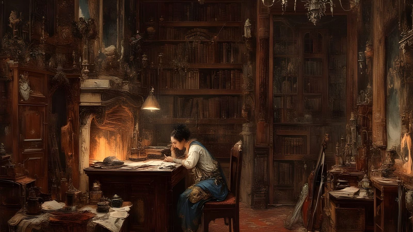 18th Century Study With Musical Instrument Furniture