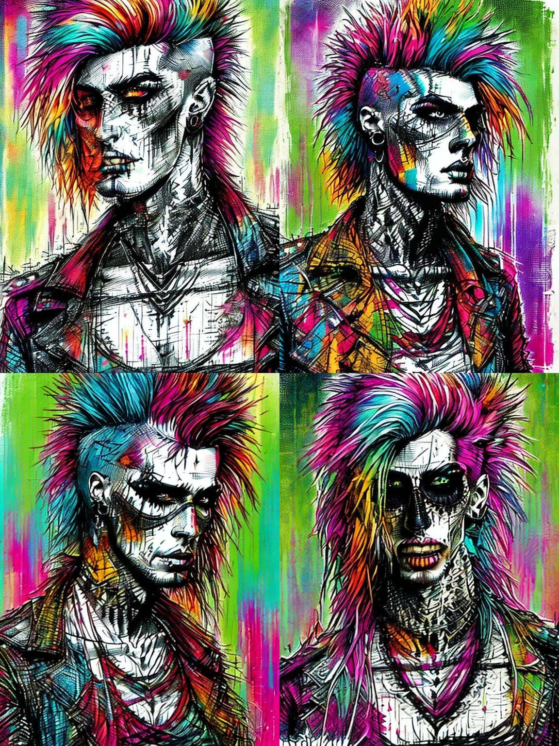 Boho Punk Girl Stargazing in Mystical Meadow