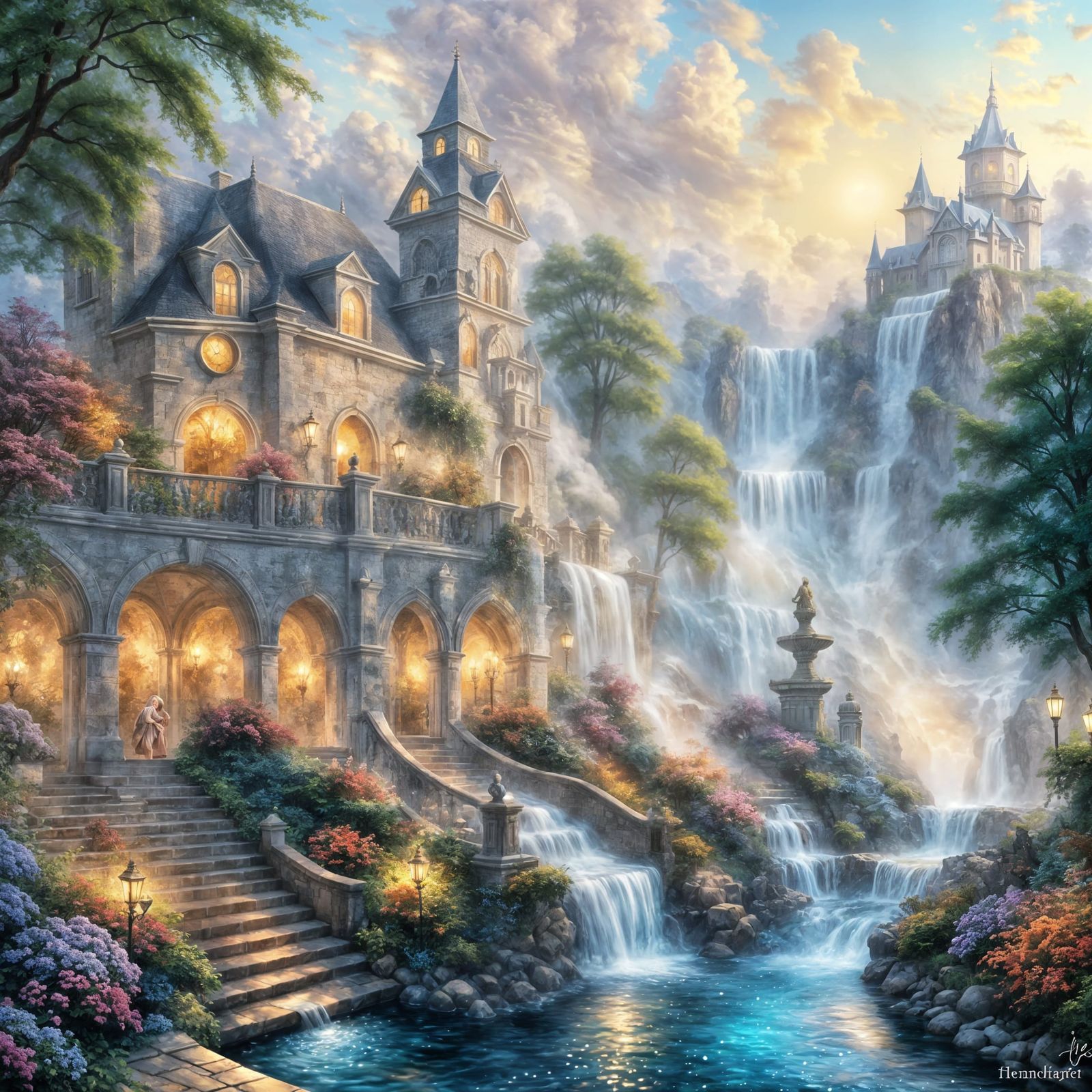 Ethereal Fountain in a Hyperdetailed Fantasy Landscape