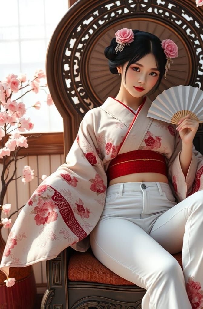 Geisha in Jeans: A Photorealistic Japanese Fusion