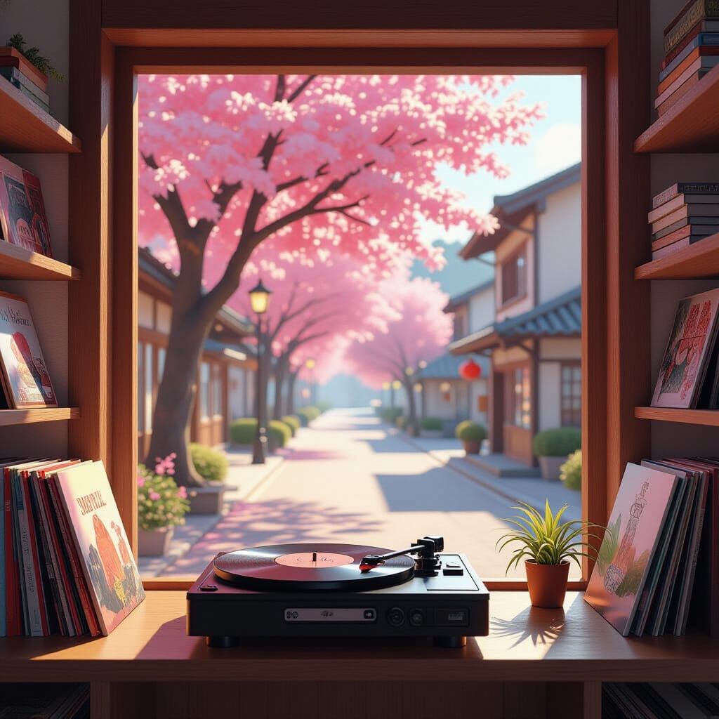 Serene Shop Interior in 3D Anime Style