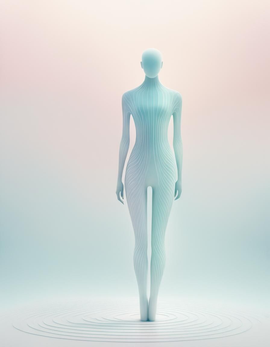 Minimalist Art: Delicate Figure in Geometric Shapes