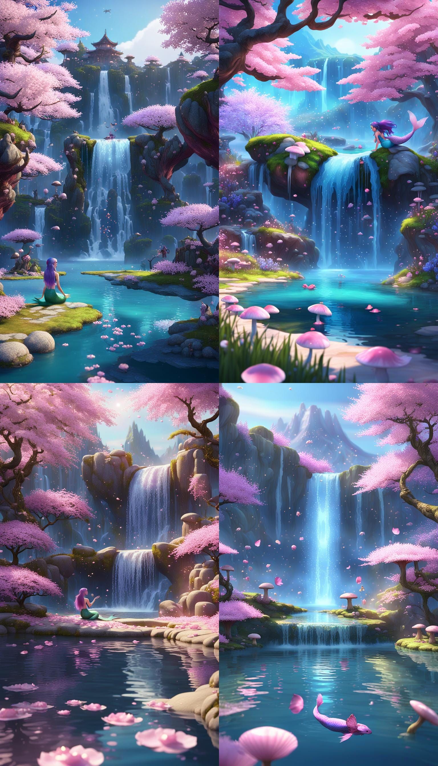 Enchanting Pond Scene with Mermaid in 3D