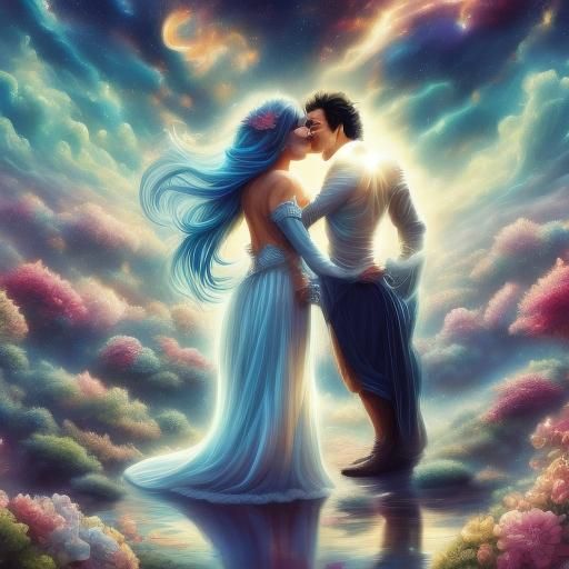 Ethereal Couple in Luminous Ruins Chalk Art