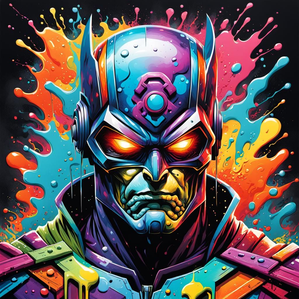 Psychedelic Superhero Villain in Graffiti Art Style
