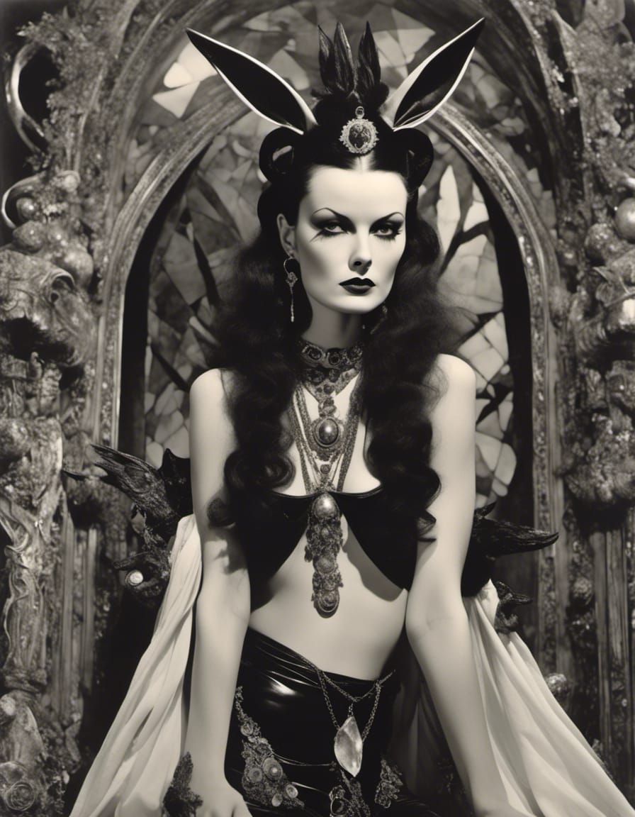 Goth Goddess in Bunny Yeager Style