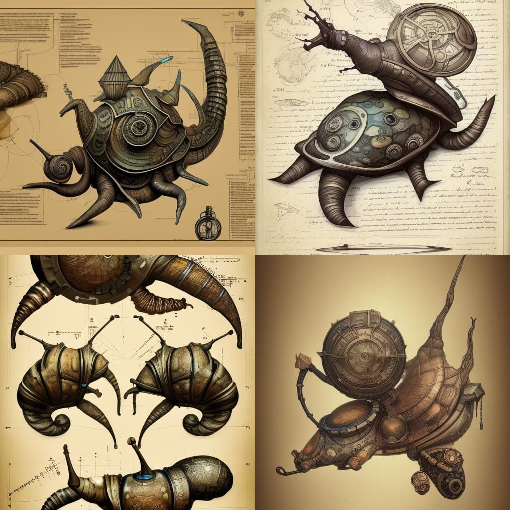 Steampunk Snail Blueprint Concept Design