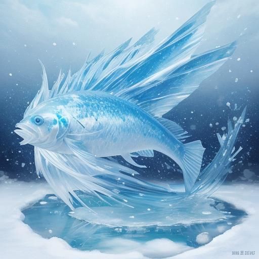Breathtaking Ice Koi Fish Winter Sculpture