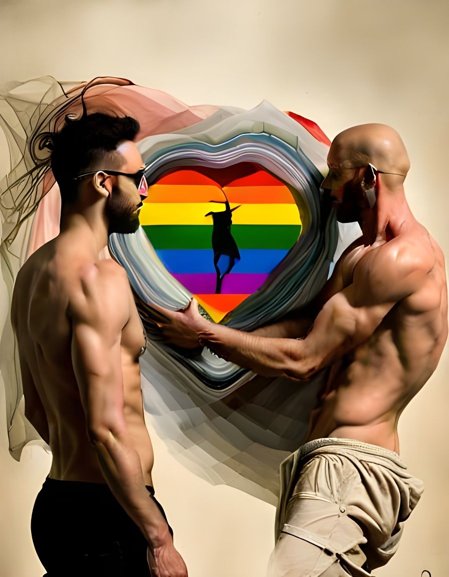 Surreal Last Embrace: Mixed-Media LGBT Collage Art