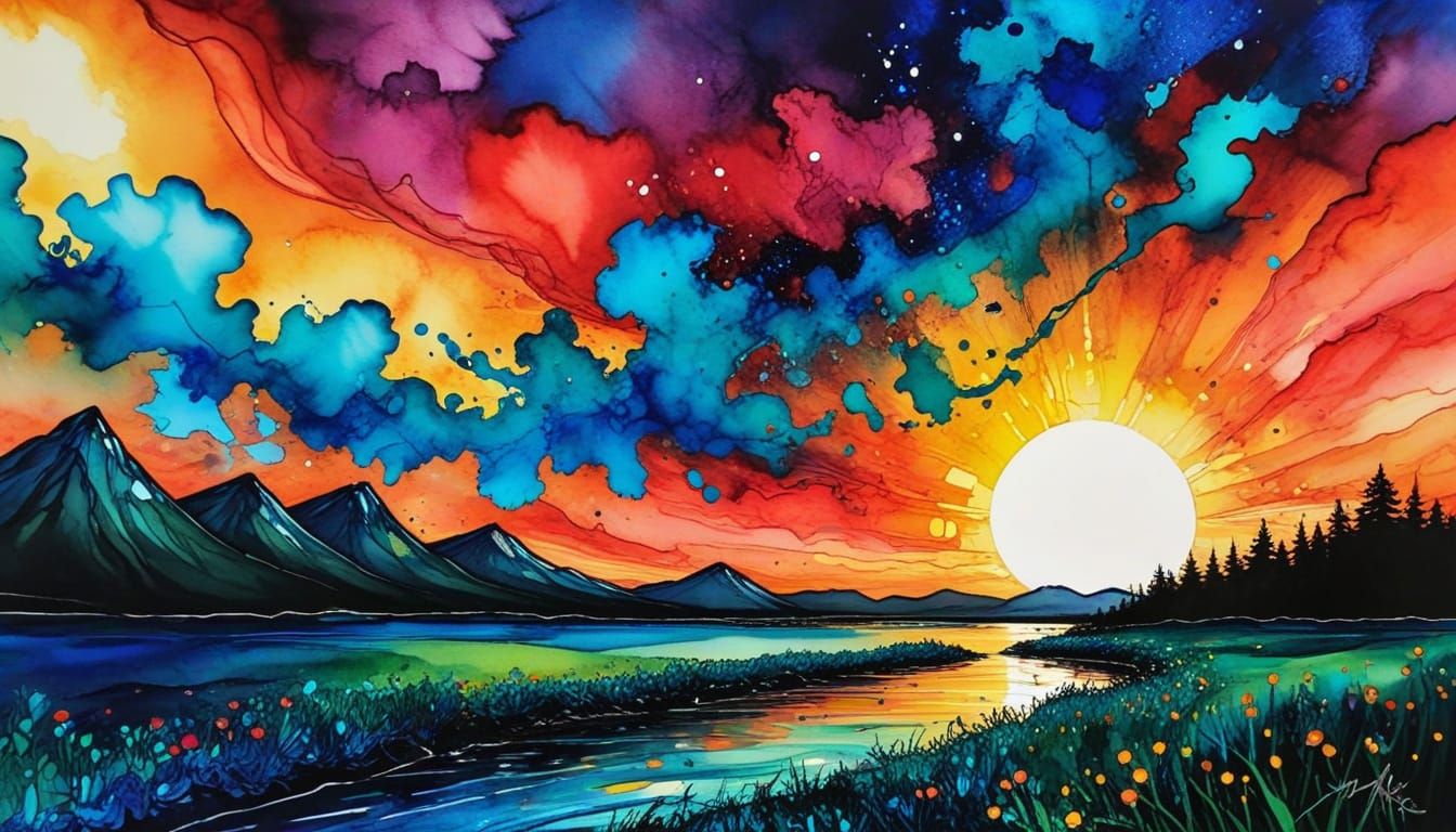 Glorious Sunrise Abstract Art in Vibrant Colors
