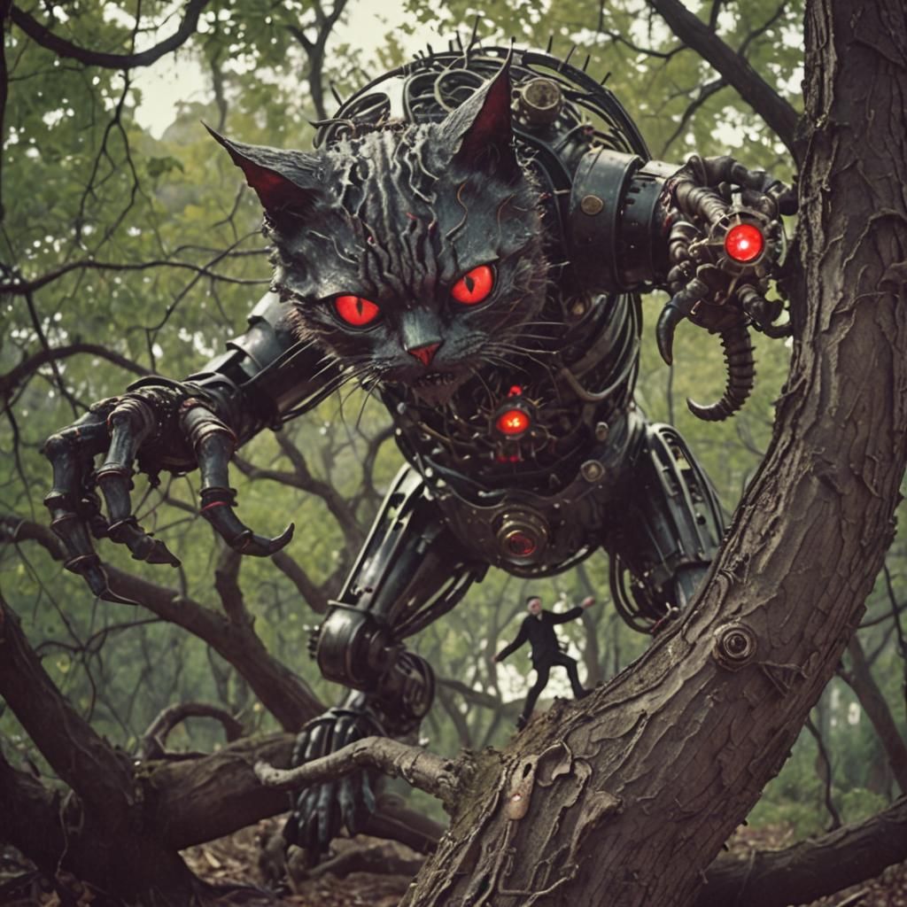 Eldritch Cat Abomination in Steampunk Horror Film Still
