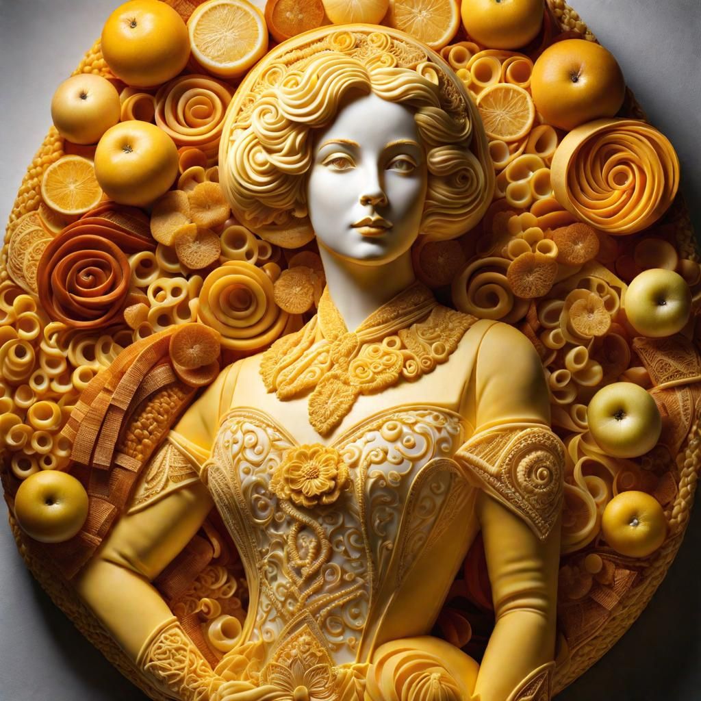 Cheese Sculpture of a Woman: Intricately Detailed Masterpiec...