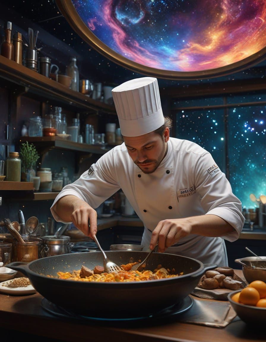 Celestial Chef in Nebula Kitchen: Art Nouveau