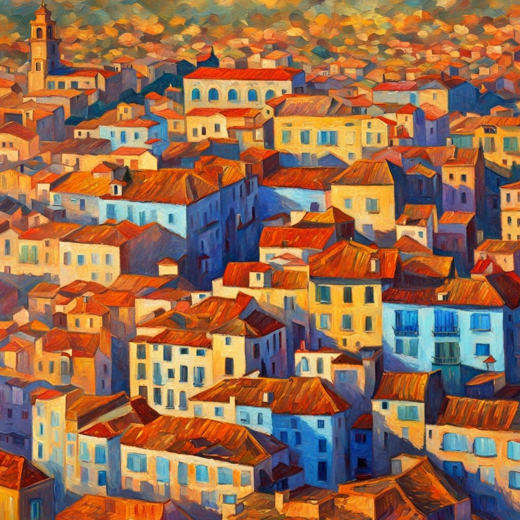 Valencia Cityscape in Expressionist Impasto Style