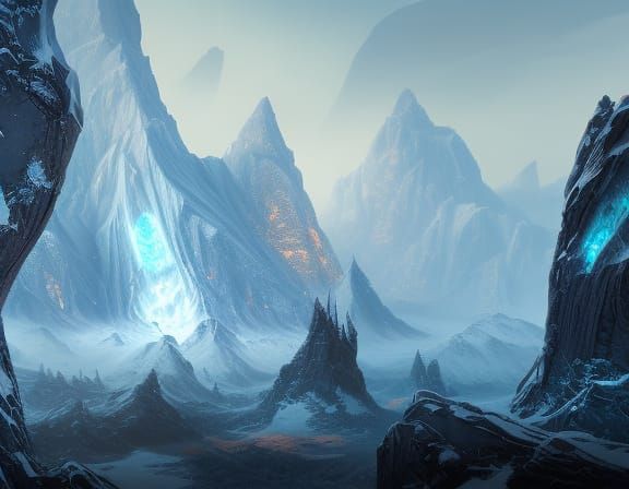 icy peak detailed matte painting, deep color, fantastical, intricate detail, splash screen, complementary colors, fantas...