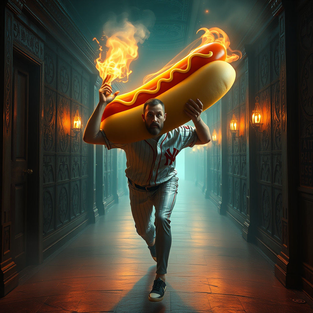 Randy Johnson Hurls Hotdog in Mystical Hallway